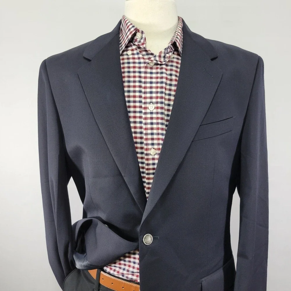Van Heusen Men's‎ Sport Coat Blazer Two Button Navy Blue Wool Size 40L